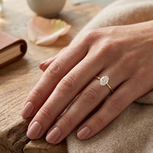 Anillo Solitario Moderno de Oro Amarillo de 9K con Diamante Cultivado en Laboratorio de Corte Ovalado de 1 Quilate, Color G, Claridad VVS1, Certificado IGI, para Mujer, Modelo ANIVA - Product Image 3