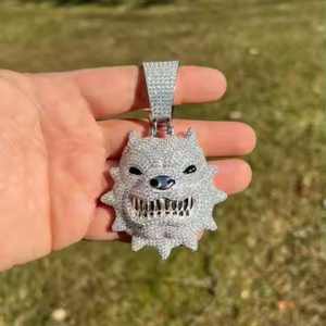 Pendentif Pitbull Furieux en Moissanite VVS, Argent Sterling 925, Bijoux Hip-Hop, Breloques, Cadeau pour Elle - Product Image 2