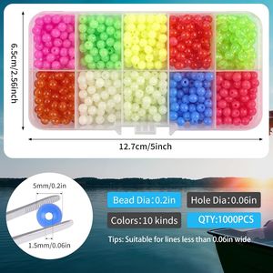 1000 Pezzi Perline Luminose per Pesca, Perline Fluorescenti per Lenza, in Gomma Morbida e Plastica, Assortimento di Perline per Acqua Salata e Dolce - Product Image 2