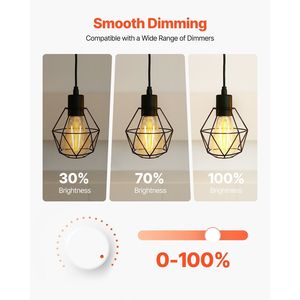 Confezione da 6 Lampadine LED a Filamento Edison Vintage Dimmerabili 7W 800 Lumen 2700K Bianco Caldo ST19 Attacco E26 - Product Image 3
