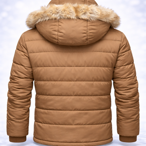 Chaqueta de invierno para hombre con capucha, repelente al agua, a prueba de viento, parka gruesa, abrigo de invierno con forro interior de piel suave y cremallera suave. - Product Image 6