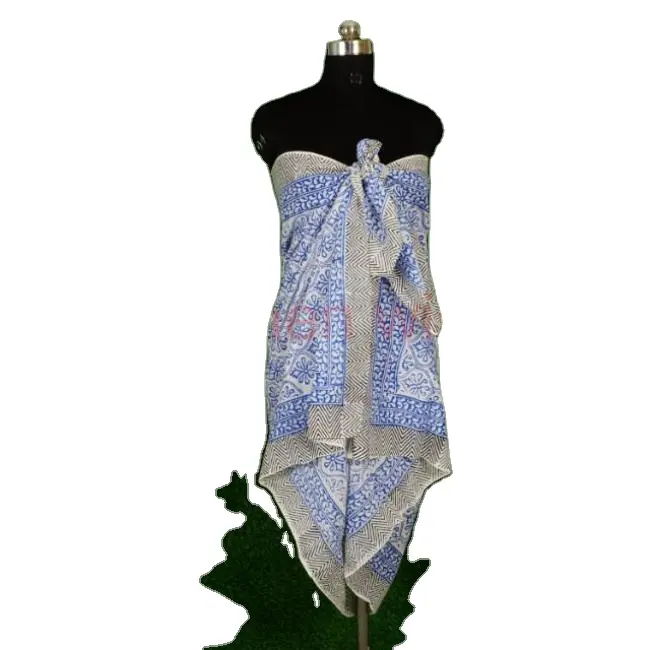 Paréo imprimé de meilleure qualité pour robe de femme à bas prix, robe de plage avec sarong imprimé avec logo personnalisé, au prix de gros