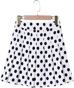 Jupe courte plissée à pois pour femme, taille normale, confortable, toutes saisons, en polyester tissé - Product Image 2