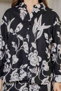 Premium Black Cotton Co-Ord Set Set for Women – Floral <b>Tunic</b> with Bottom - Product Image 6