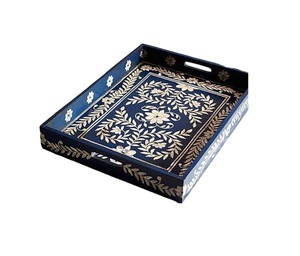 Bandeja de diseño moderno con incrustaciones de hueso, bandeja de servir colorida con asa, bandejas decorativas a un precio mayorista muy bajo. - Product Image 1