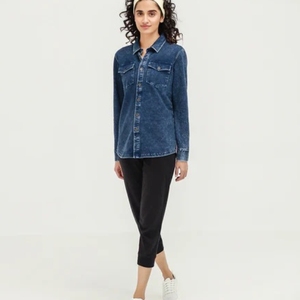 Camisas de mezclilla para mujer, totalmente personalizables, estilo urbano, 360g, 100% algodón, tela transpirable de secado rápido, alta calidad, color personalizable - Product Image 1