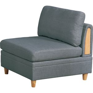 Fauteuil sans accoudoirs Dorris pour salon, couleur acier avec décoration en bois, 1 pièce, coussin en tissu, meubles élégants - Product Image 1