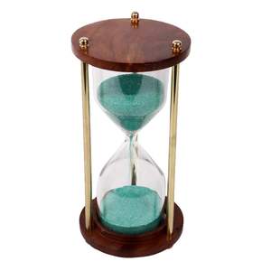 Wooden Hourglass Sand Timer with Metal Frame and Glass Chamber Decorative Desk <b>Clock</b> for Home Office Study Meditation - Product Image 1