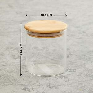 Pot de conservation en verre borosilicate de 600 ml avec couvercle en bambou naturel, récipient alimentaire hermétique pour la cuisine, le thé, le sucre et les aliments secs - Product Image 4