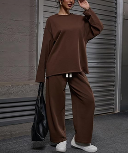 Ensembles décontractés 2 pièces grande taille pour femmes – Survêtements d'hiver 2026 – Sweat-shirt à col rond et pantalon de survêtement large – Tenues de détente – Survêtement - Product Image 2