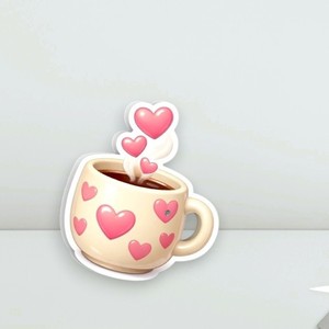 แก้วกาแฟรูปหัวใจพร้อมลายหัวใจสีชมพู แผ่นแม่เหล็กสำหรับต่อขนตาสำหรับช่างต่อขนตา อะคริลิคแบบกำหนดเอง - Product Image 1