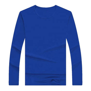 Men's Long Sleeve O-Neck Cotton <b>T</b>-<b>Shirt</b> Regular Fit Solid Color Casual Knitted <b>Plain</b> Dyed <b>White</b> - Product Image 3