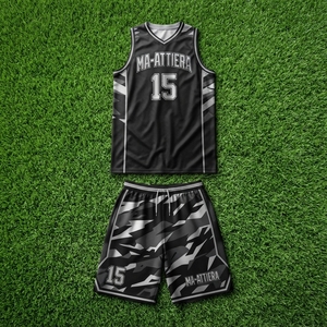 Ma-Attiera Black Gray <b>Camo</b> Basketball Jersey <b>Shorts</b> Set Sublimation Print Breathable Mesh Uniform <b>Men</b> Adult OEM - Product Image 6