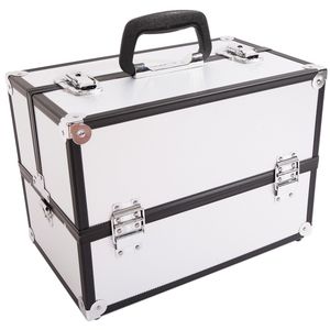 SM 2083 Silver Aluminum Alloy Train Case for Makeup & Jewelry Elegant Organizer - Product Image 1