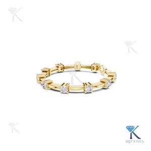 KRUP JEWELS KJB 50 5.10mm Lab Grown Round Brilliant Cut Diamond Station <b>Bracelet</b> 14K <b>Solid</b> Gold Unisex Luxury Jewelry - Product Image 4