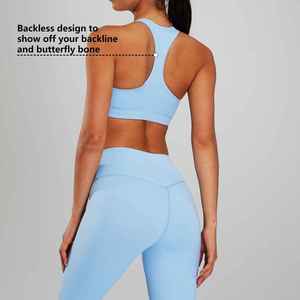 ชุดออกกำลังกาย 2 ชิ้น เสื้อชั้นในออกกำลังกายแบบสายกว้างคอลึกทรงยู กางเกงเลกกิ้งเอวสูงสำหรับออกกำลังกายและโยคะ รุ่นใหม่ล่าสุด - Product Image 4