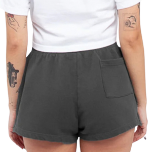 Womens Casual Lounge Shorts Elastic Waist <b>Back</b> <b>Patch</b> Pocket Relaxed Fit Curved Open Hem Custom Wholesale OEM Manufacturer Supply - Product Image 3