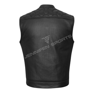 Custom Men's Casual Winter Breathable Windproof Real <b>Leather</b> <b>Sleeveless</b> Motorcycle Vest <b>Jacket</b> Custom Logo for Street Riders - Product Image 4