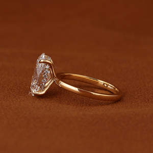 Anillo de Compromiso con Diamante Cultivado en Laboratorio de Corte Ovalado para Mujer, Oro Amarillo de 14K/18K, Halo Oculto, Anillo de Boda Solitario - Product Image 3