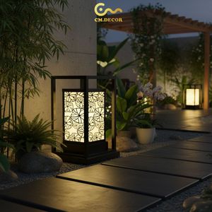 Lámpara de Pared Decorativa Exterior Cuadrada Moderna y Elegante, Iluminación para Patio y Jardín, AC 200V E27 IP65, Acero Inoxidable Negro - Product Image 2