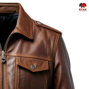 แจ็คเก็ตหนังแท้แบบสั่งทำพิเศษสำหรับผู้ชาย ยี่ห้อ Ryan Pro Gear เนื้อผ้านุ่มสบาย ระบายอากาศได้ดี พร้อมโลโก้สั่งทำ เป็นมิตรต่อสิ่งแวดล้อม - Product Image 4