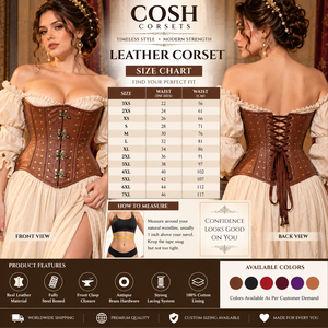 คอร์เซ็ทหนังสีน้ำตาลแบบรัดใต้อกสไตล์เรเนซองส์สตีมพังก์ - Product Image 2
