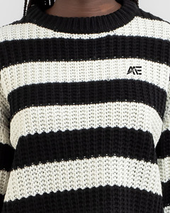Pull tricoté rayé surdimensionné à col rond pour femme, personnalisable, avec étiquette privée, sweat-shirt à capuche pour femme - Product Image 4