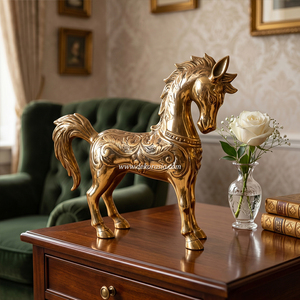 Figura de Caballo de Latón Estilo Antiguo, Escultura Animal Hecha a Mano de Lujo para Decoración del Hogar y Exhibición Interior - Product Image 6