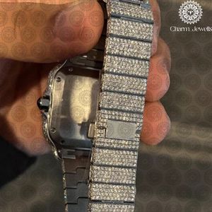 Charm Jewellis Montre de luxe en acier inoxydable avec diamants, analogique, à quartz, 36 mm, fermoir pliant, unisexe - Product Image 2