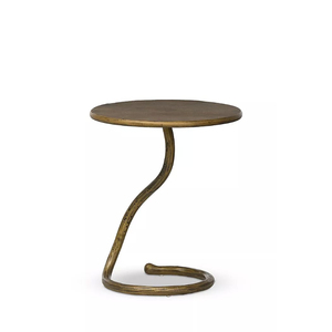 Mesa Auxiliar Moderna Hecha a Mano de Latón con Tapa Redonda y Base Escultural en Z, Decoración Artística Moderna, Diseño Parisino de Alta Gama, Estilo Moderno Vintage - Product Image 1