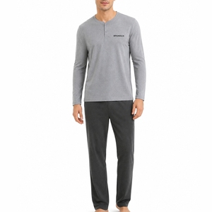 Pyjama pour hommes à manches longues, ensemble de vêtements de nuit confortables, tissu doux, coupe confortable, matériau respirant, conception à manches longues - Product Image 2
