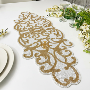 Handmade Customized Multicolor Floral Beaded Table Runner and Placemat Modern Embroidered New Decorative Set - Product Image 3
