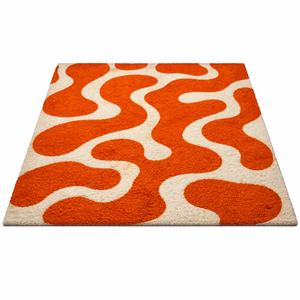 Alfombra Moderna Abstracta Antideslizante, Hecha a Mano con Lana/Seda, Ecológica, Diseño Contemporáneo Ondulado - Product Image 1