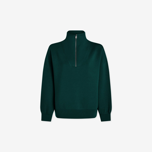 Sudadera de mujer extragrande con media cremallera y manga larga, cuello alto, bordado de logotipo personalizado, talla grande, para primavera, venta al por mayor - Product Image 6