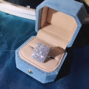 Luxury Rectangular Cluster Moissanite <b>Ring</b> <b>925</b> <b>Silver</b> Iced Out Statement <b>Ring</b> Women Engagement Jewelry - Product Image 4