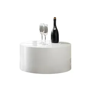 Table basse ronde en métal avec revêtement blanc pour la maison, le salon, les villas, usage décoratif, meubles, table basse - Product Image 1