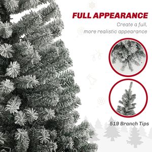 7.5 ft Pencil Christmas <b>Tree</b> Pre-Lit Dual Color <b>LED</b> Lights Flocked with 519 Tips and Metal Stand Green Xmas Decorations - Product Image 6