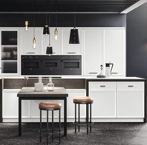 Juego de Muebles de Cocina de Melamina Personalizados JY Project, Gabinetes Modernos Blancos de MDF RTA para Uso Comercial en Hoteles y Villas - Product Image 3