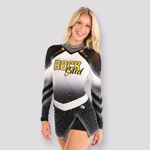 Nuevo Conjunto de Uniformes de Porristas con Logotipo Personalizado en Color, 100% Poliéster, Servicio OEM, Impresión por Transferencia de Calor de Alta Calidad, 320g - Product Image 1