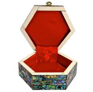 Boîte de rangement pour bijoux en os incrusté coloré, organisateur de souvenirs à carreaux multicolores, boîte cadeau bohème en bois et MDF - Product Image 6