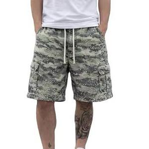 Bulk Eco-Friendly Cotton <b>Camo</b> Men's Streetwear Fashion Anti-Wrinkle Loose Fit <b>Shorts</b> Breathable Elastic Waist Custom Logo - Product Image 1