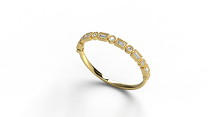 Anillo Apilable de Oro 18K con Diamantes Baguette Milgrain, Ligero, Moderno, Vintage, con Bisel Alternado, Tipo Eternity, Joyería Fina para Mujer - Product Image 2