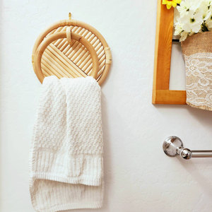 Porte-serviettes en rotin à bas prix, anneaux pour foulards naturels, accessoires de salle de bain de haute qualité, barre de suspension pour serviettes - Product Image 4