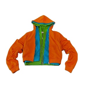 Multi Color Heavyweight Streetwear Oversized Cotton Unisex Terry Blank Hoody Cropped <b>Zip</b> <b>up</b> Triple Layer Men's Hoodies - Product Image 1