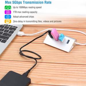 Hub USB 3.0 en aluminium à 4 ports, extension 5 Gbps avec transmission haute vitesse de fichiers, vidéos et données - Product Image 3