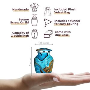 Antique Aluminum <b>Keepsake</b> Funeral Cremation Urn <b>Memorial</b> Ash Container Featuring Decorative Finish And Secure Top Design - Product Image 3