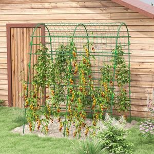 Arche de jardin en métal vert 57'' x 66'' x 81'' en forme de A pour plantes grimpantes, avec filet de grimpement inclus - Product Image 5
