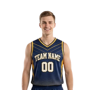 Kit de maillot et short de basketball personnalisé pour homme, sans manches, col en V, imprimé dégradé demi-teinte, bordure contrastante, nom et numéro de l'équipe, uniforme - Product Image 3