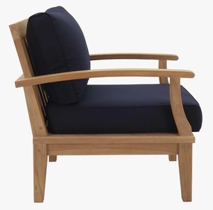 Modern Japandi Teak Wood Garden Accent <b>Chair</b> Low Profile Single Sofa with Thick Removable <b>Pads</b> - Product Image 3