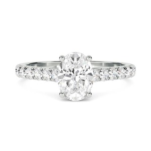 Oval Diamond Shoulder <b>Set</b> <b>Ring</b> 0.50 Ct Lab Grown Diamond In 18K Yellow White Rose <b>Gold</b> And Platinum - Product Image 1